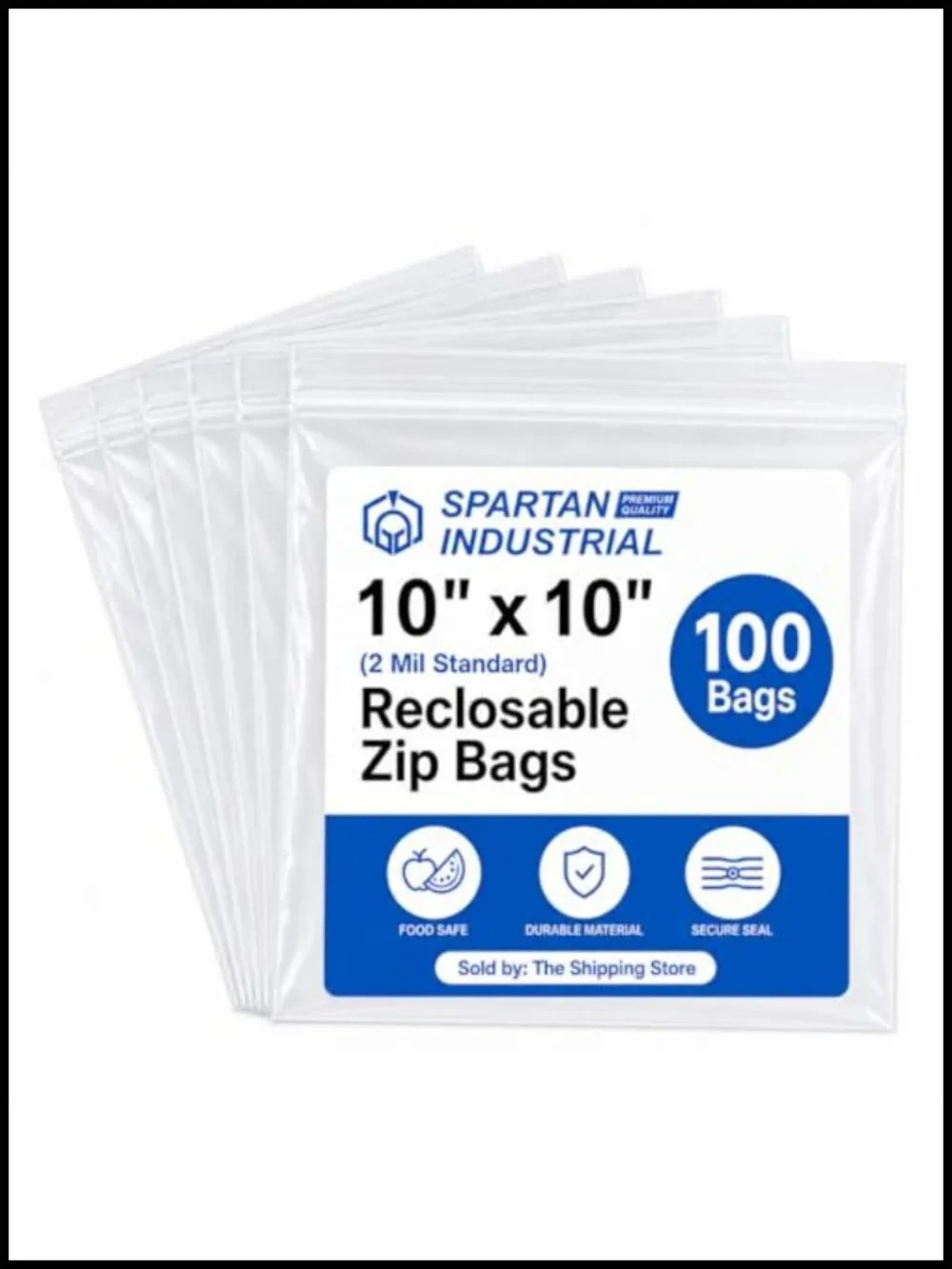 10x10 Zip Plastic Bags 100 Count 2 Mil Clear LDPE Reclosable